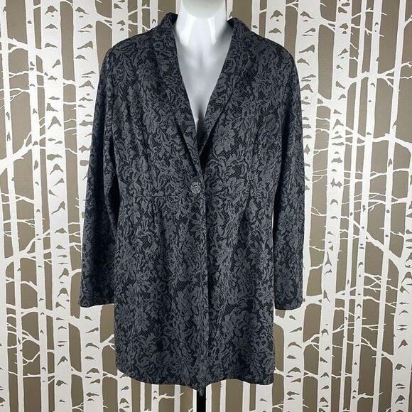 Soma Lounge Wear Floral Lace Print Single Button Lounge Blazer sz L - Picture 1 of 7